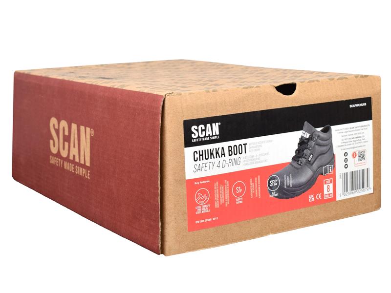 Scan 4 D-Ring Chukka Safety Boots Black UK 11 EUR 46 SCAFWCHUK11