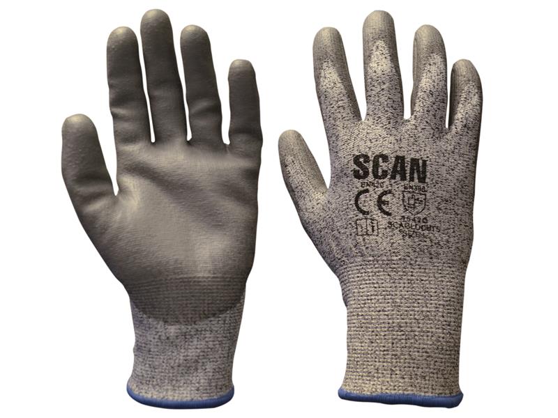 Scan Grey PU Coated Cut 5 Gloves - XXL (Size 11) SCAGLOCUT5XX