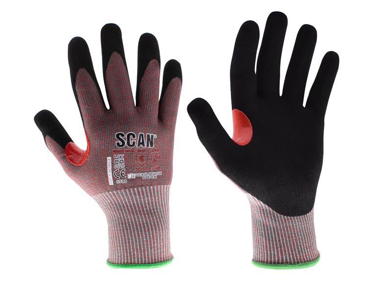 Scan Nitrile Palm Cut F Gloves M Size 8 Resistant To Oil & Grease SCAGLOCUTFM