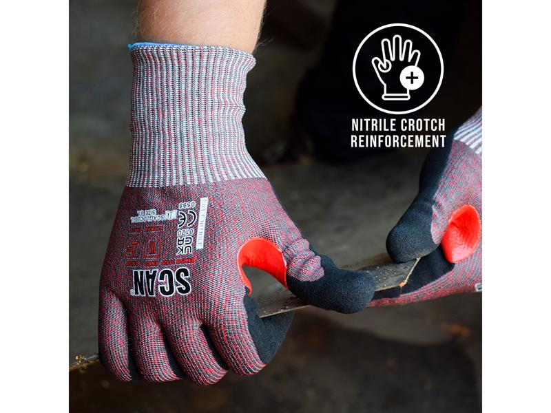 Scan Nitrile Palm Cut F Gloves M Size 8 Resistant To Oil & Grease SCAGLOCUTFM