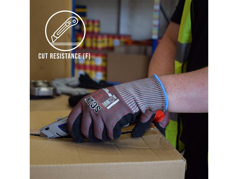 Scan Nitrile Palm Cut F Gloves XL Size 10 Resistant To Oil Grease SCAGLOCUTFXL