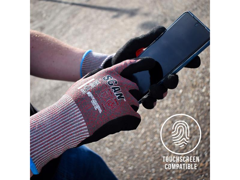Scan Nitrile Palm Cut F Gloves M Size 8 Resistant To Oil & Grease SCAGLOCUTFM