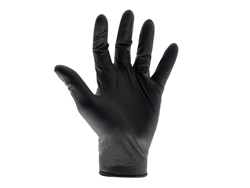 Scan Black Heavy-Duty Nitrile Disposable Gloves Medium Box of 100 SCAGLODNHDM