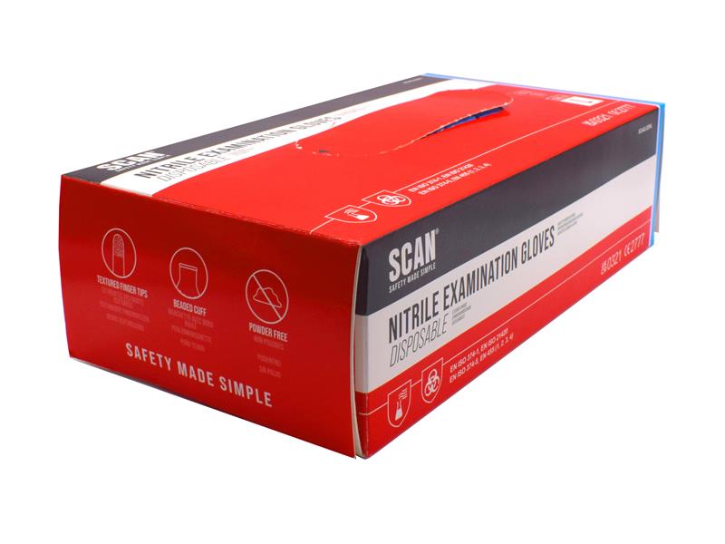 Scan Blue Nitrile Disposable Gloves Large Box of 100 SCAGLODNL