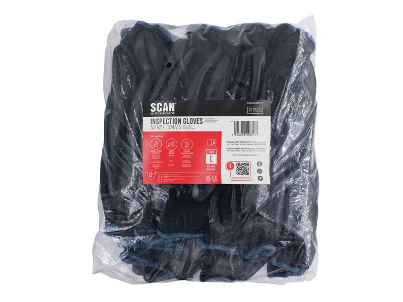 Scan Seamless Inspection Gloves - L (Size 9) (pack 12) SCAGLOINSP12