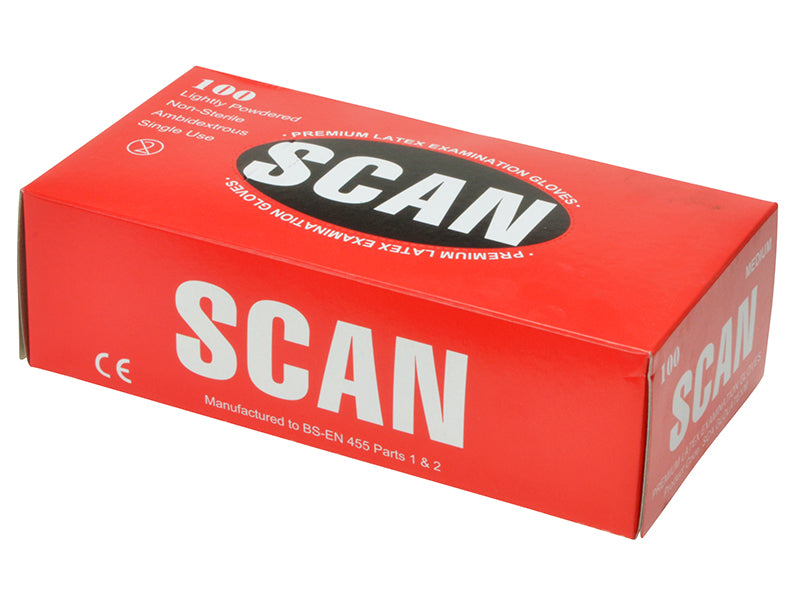 Scan Latex Gloves - Medium (Box 100) SCAGLOLATEXM