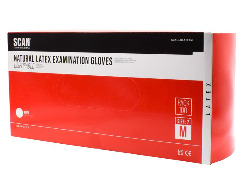 Scan Latex Gloves - Medium (Box 100) SCAGLOLATEXM