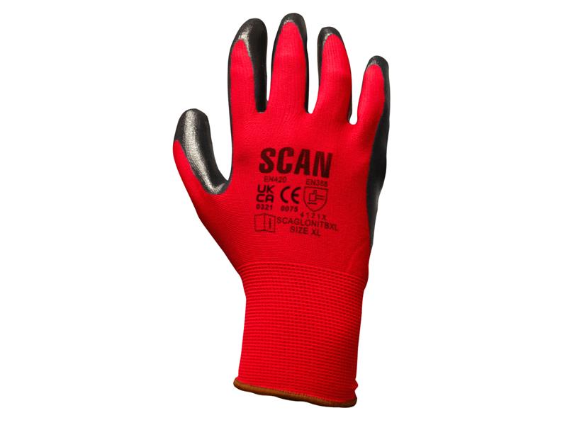 Scan Nitrile Coated Knitted Gloves - XL (Size 10) SCAGLONITBXL