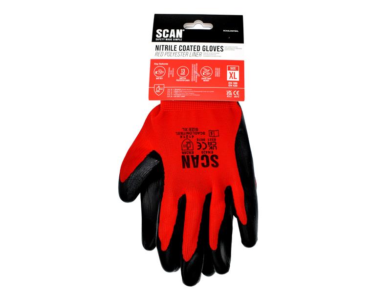 Scan Nitrile Coated Knitted Gloves - XL (Size 10) SCAGLONITBXL