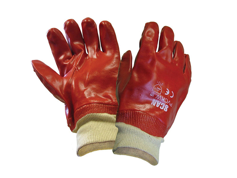 Scan PVC Knitwrist Gloves - L (Size 9) SCAGLOPVCKW