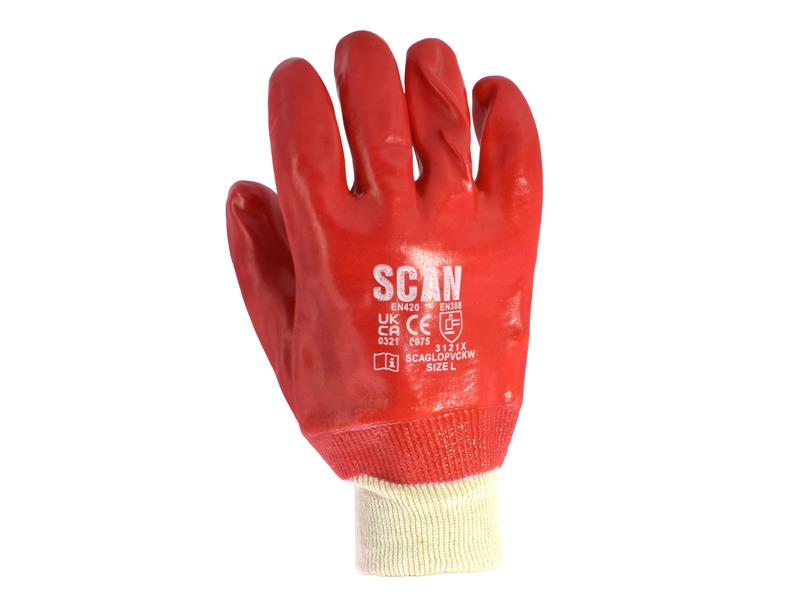 Scan PVC Knitwrist Gloves - L (Size 9) SCAGLOPVCKW