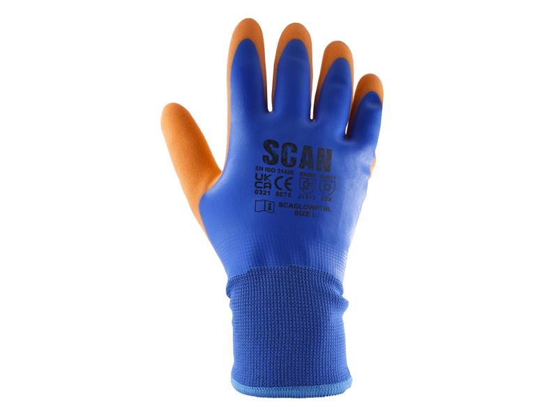 Scan Thermal Waterproof Latex Coated Gloves - M (Size 8) SCAGLOWPTHM