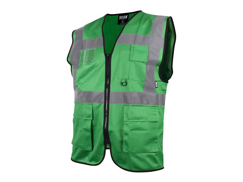 Scan Hi-Vis Utility Green Waistcoat Medium 41in SCAHVUWMG