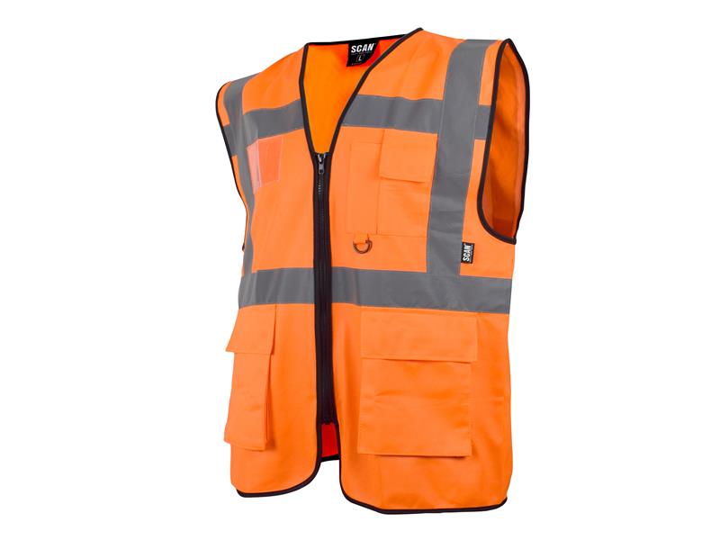 Scan Hi-Vis Utility Waistcoat Orange XL 48in SCAHVUWXLO