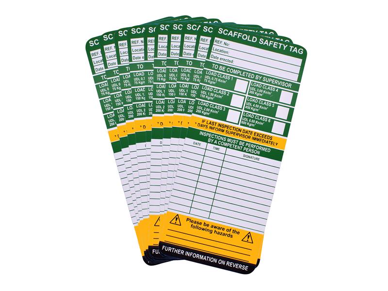 Scan Scaffold Tag Inserts Pack Of 10 Easy Fit Claw Tag Design SCASCAFTAGI