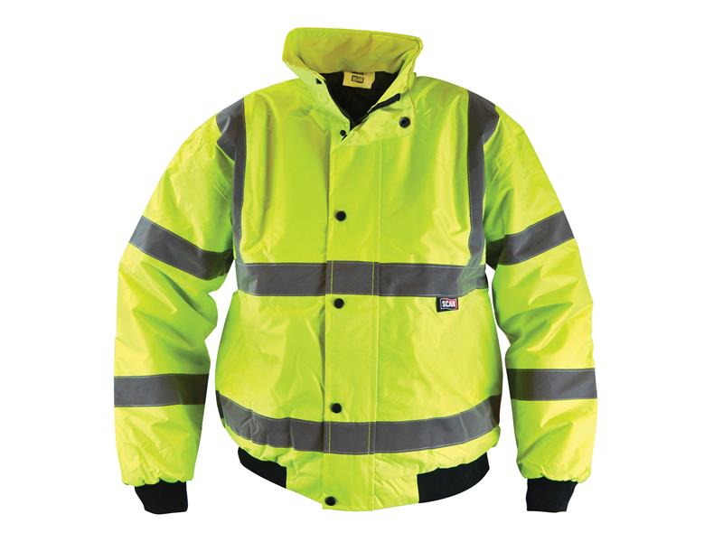 Scan Hi-Vis Bomber Jacket Yellow XXL 52in Waterproof With Hood SCAHVBJXXL