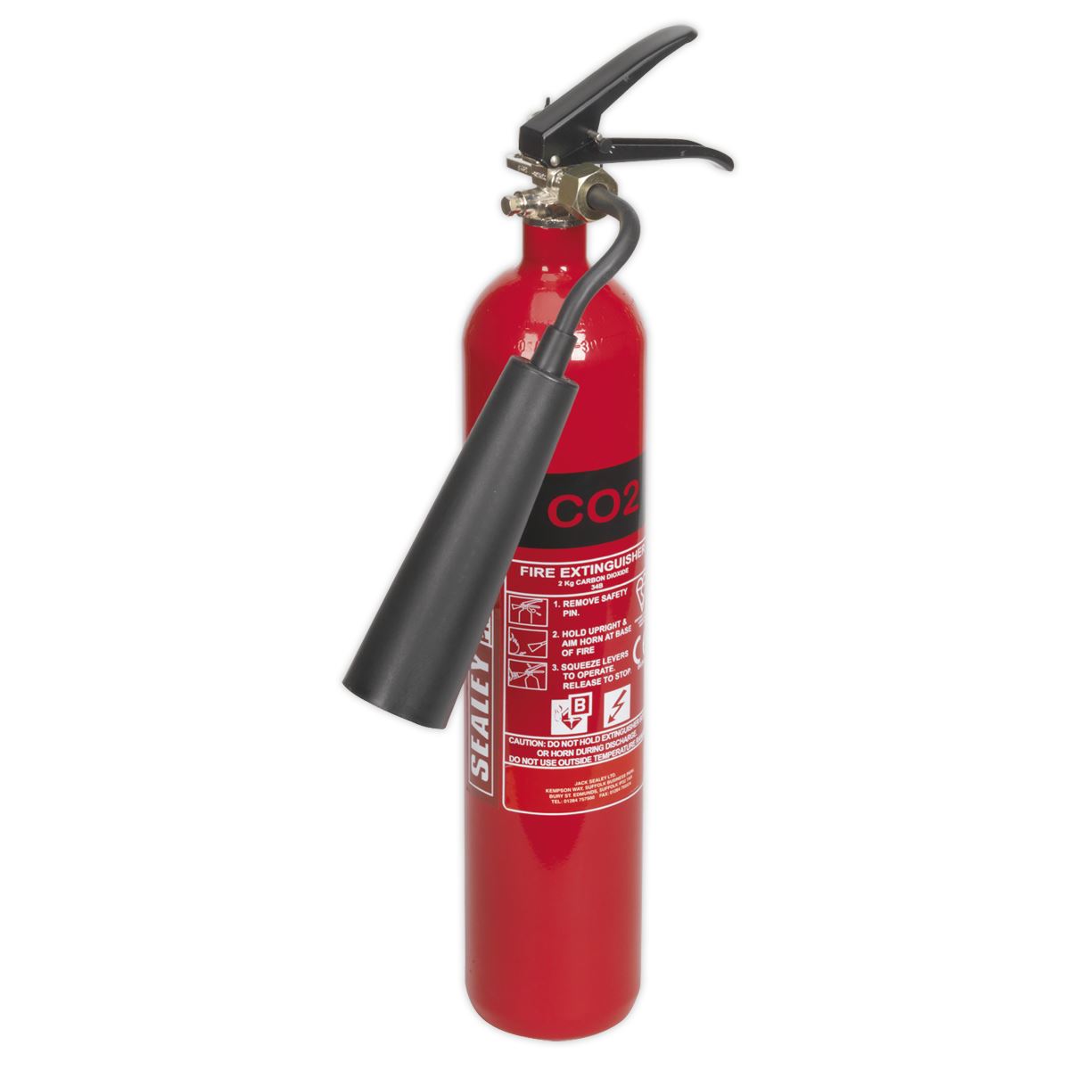 Sealey Fire Extinguisher 2kg Carbon Dioxide BS EN 3 and Kite Marked SCDE02