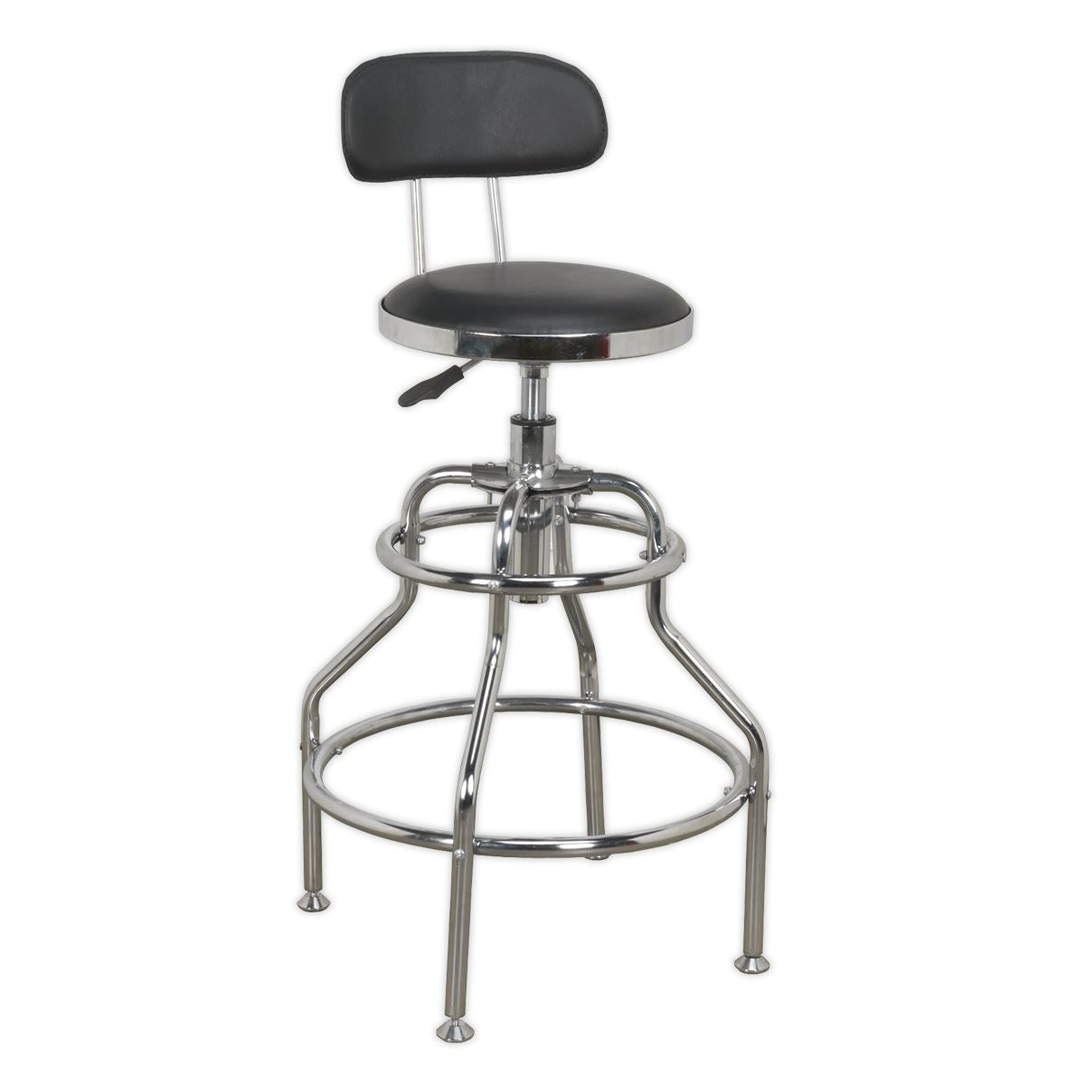 Sealey Workshop Stool Pneumatic with Adjustable Height Swivel Seat & Back Rest SCR14