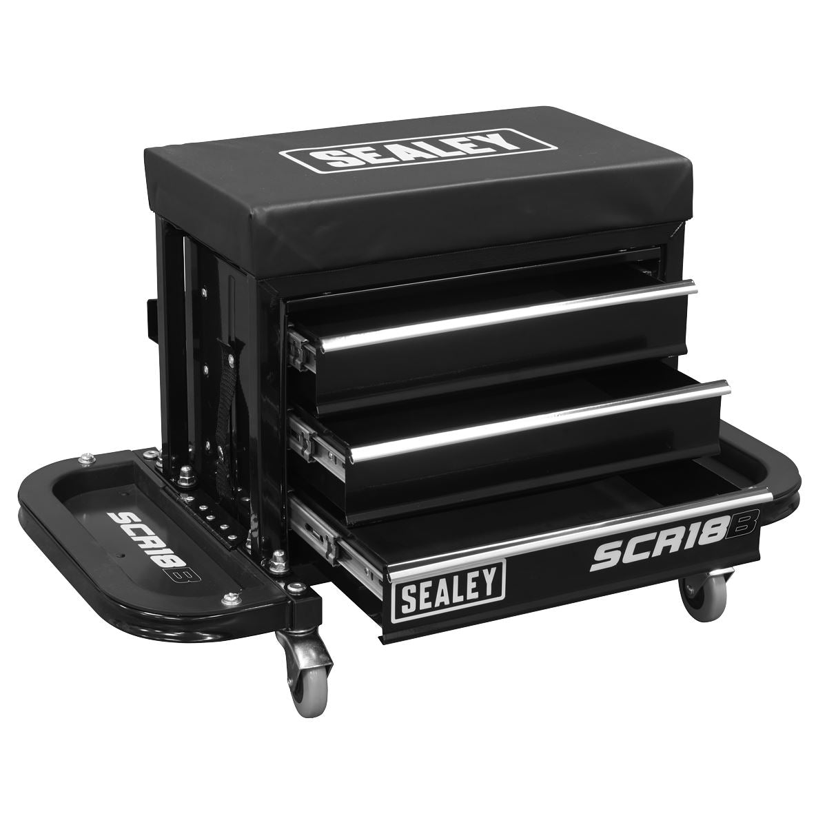 Sealey Mechanic's Utility Seat & Toolbox - Black SCR18B