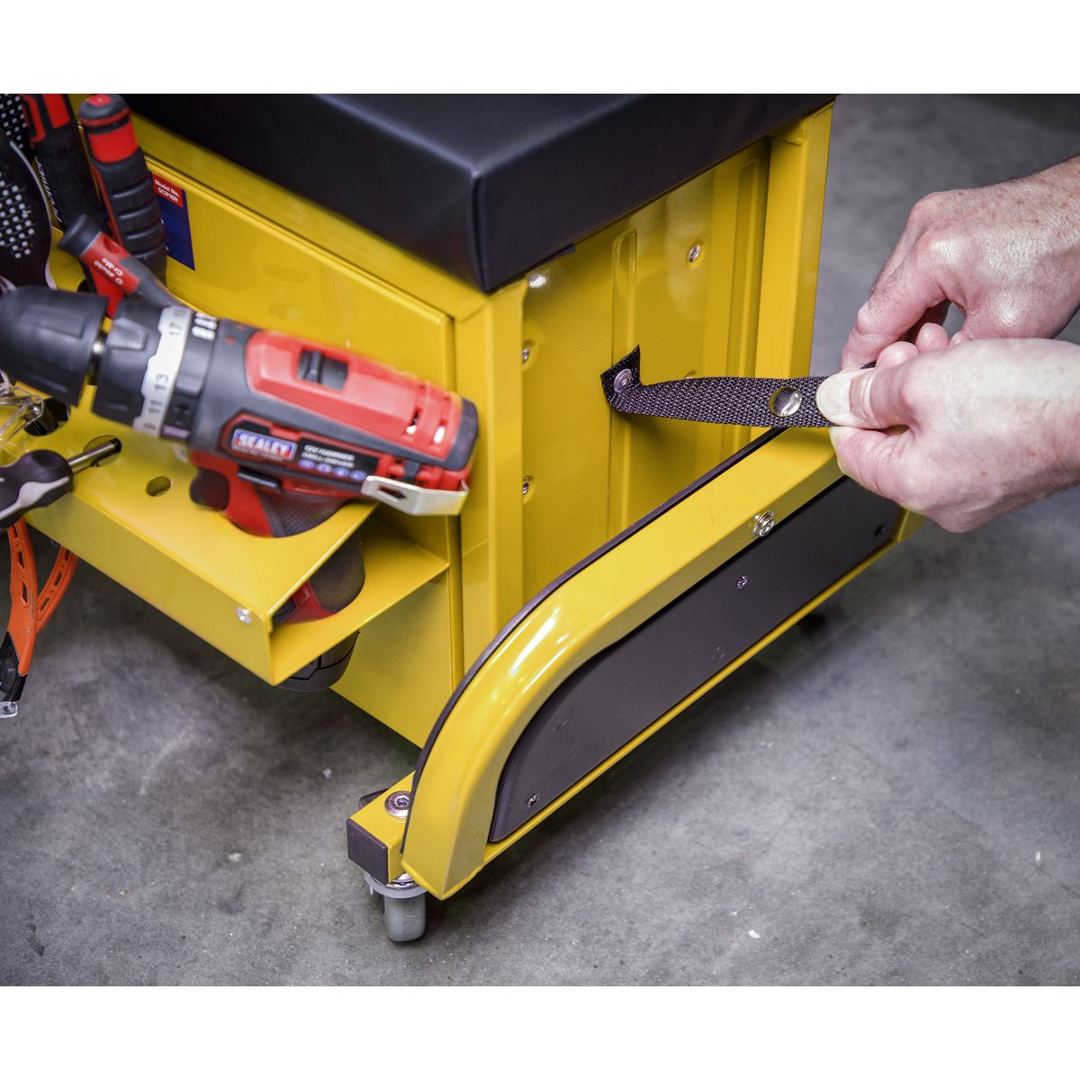 Sealey Mechanic's Utility Seat & Toolbox - Yellow SCR18Y