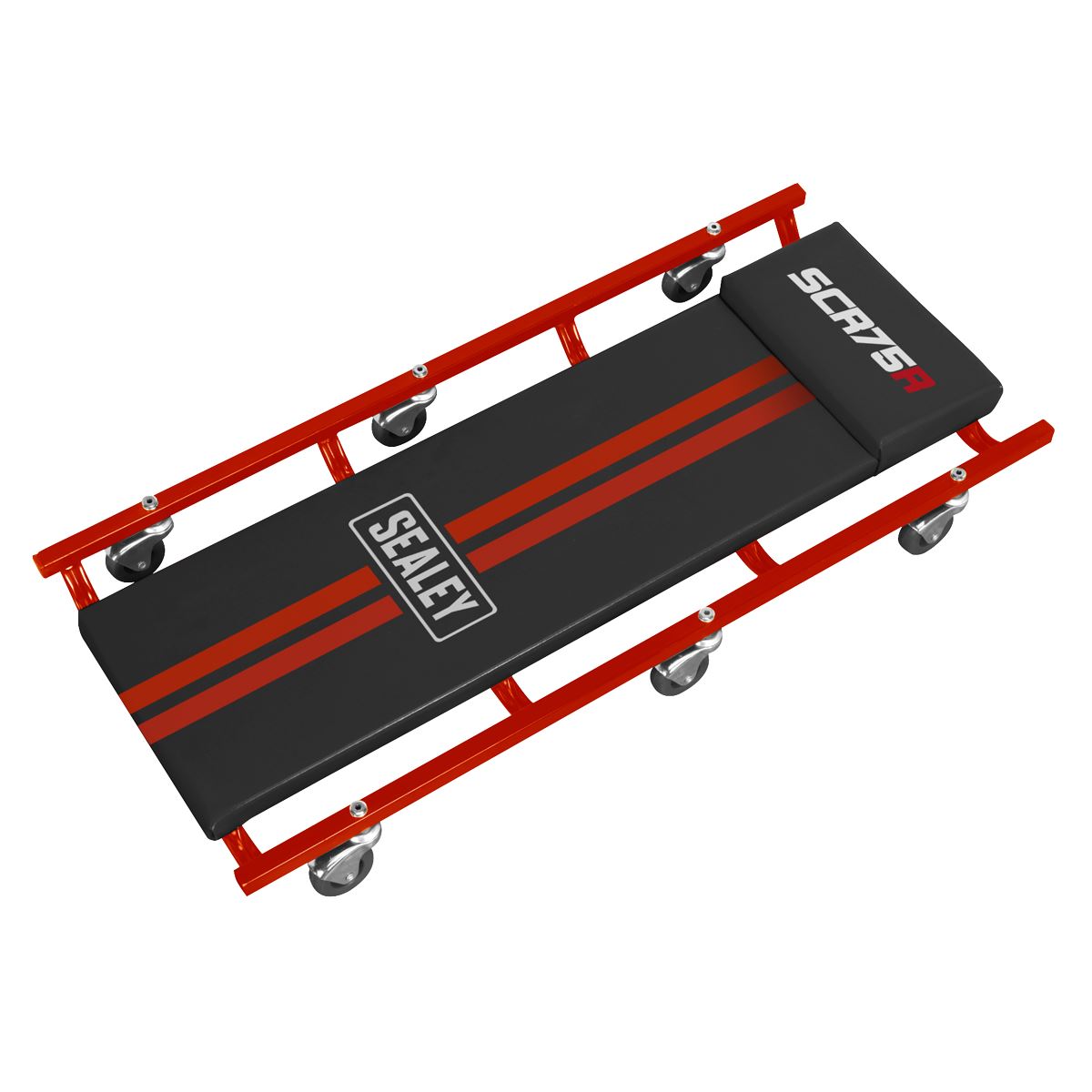 Sealey 36" Deluxe American-Style Creeper with Steel Frame & 6 Wheels - Red SCR75