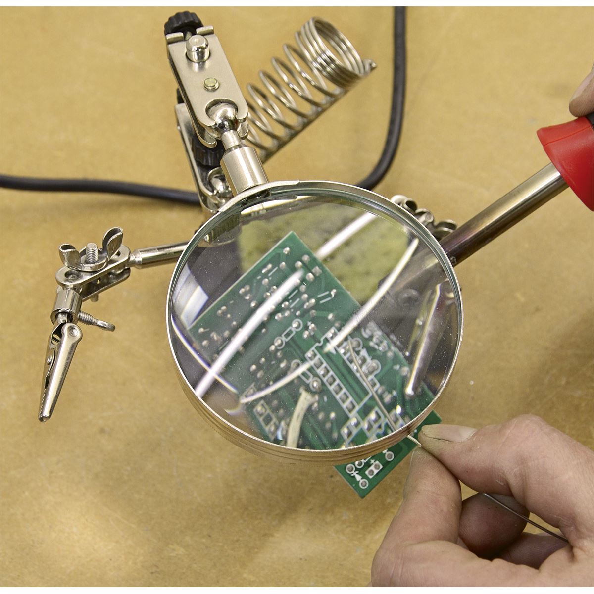 Sealey Mini Robot Soldering Stand with Magnifier & Iron Holder SD150H