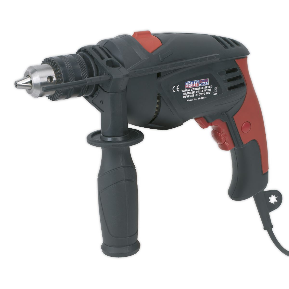 Sealey Hammer Drill �13mm Variable Speed with Reverse 850W/230V SD800