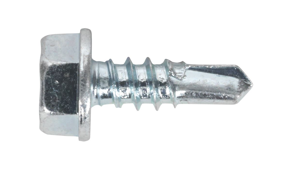 Sealey Self-Drilling Screw 4.2 x 13mm Hex Head Zinc Pack of 100 SDHX4213