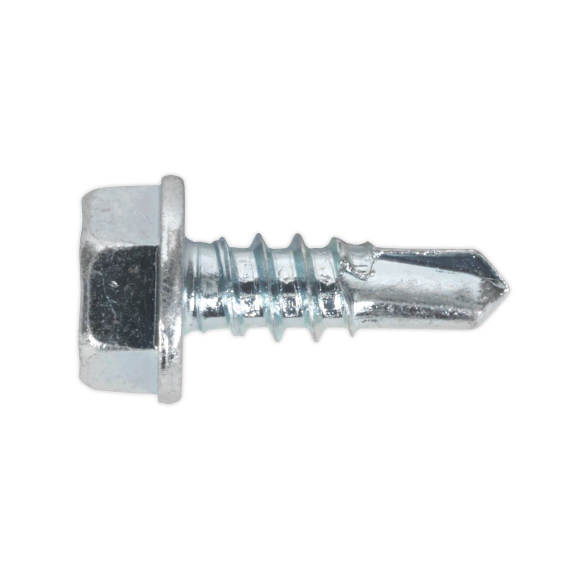 Sealey Self-Drilling Screw 4.2 x 13mm Hex Head Zinc Pack of 100 SDHX4213