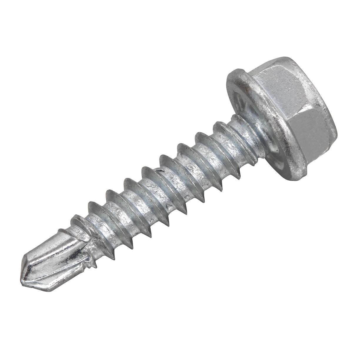 Sealey Self-Drilling Screw 4.2 x 19mm Hex Head Zinc Pack of 100 SDHX4219