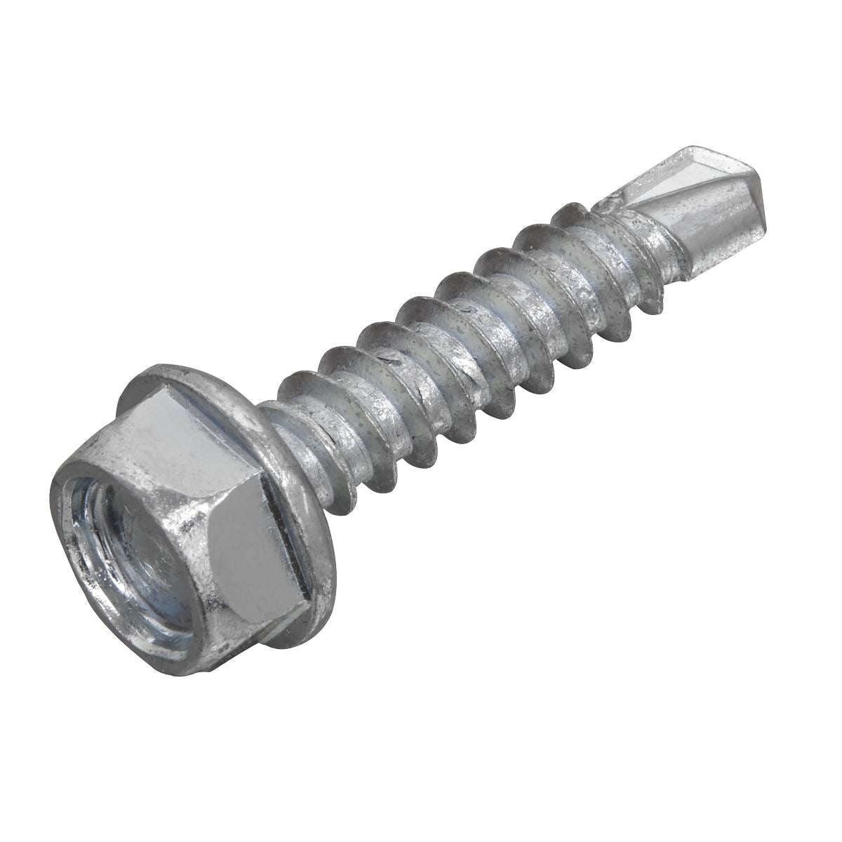 Sealey Self-Drilling Screw 4.2 x 19mm Hex Head Zinc Pack of 100 SDHX4219