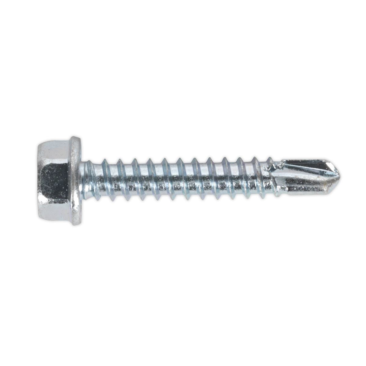 Sealey Self-Drilling Screw 4.2 x 25mm Hex Head Zinc Pack of 100 SDHX4225