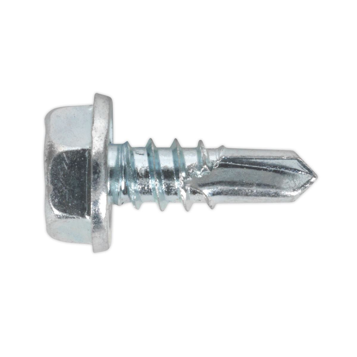 Sealey Self-Drilling Screw 4.8 x 13mm Hex Head Zinc Pack of 100 SDHX4813