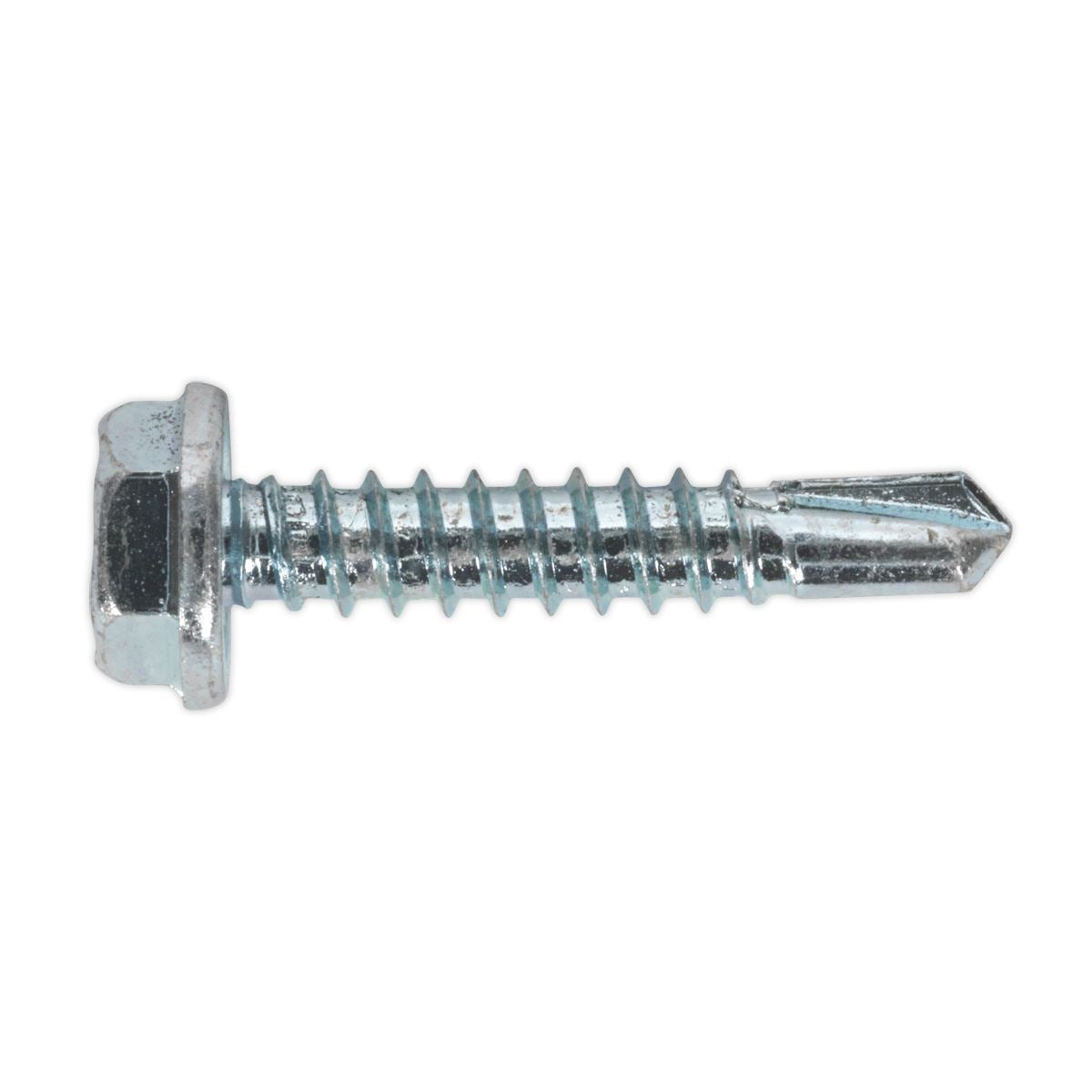 Sealey Self-Drilling Screw 4.8 x 25mm Hex Head Zinc Pack of 100 SDHX4825
