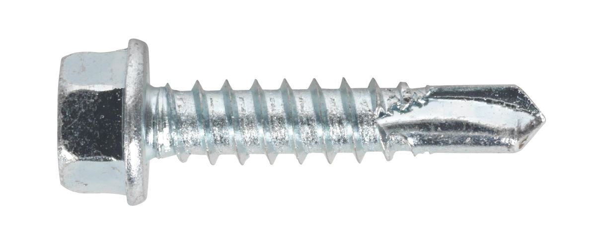 Sealey Self-Drilling Screw 5.5 x 25mm Hex Head Zinc Pack of 100 SDHX5525