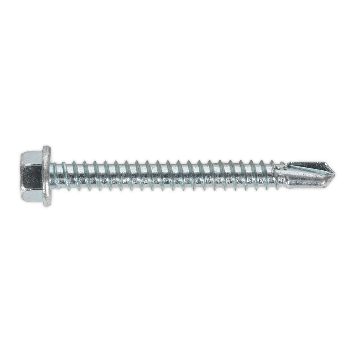 Sealey Self-Drilling Screw 5.5 x 50mm Hex Head Zinc Pack of 100 SDHX5550