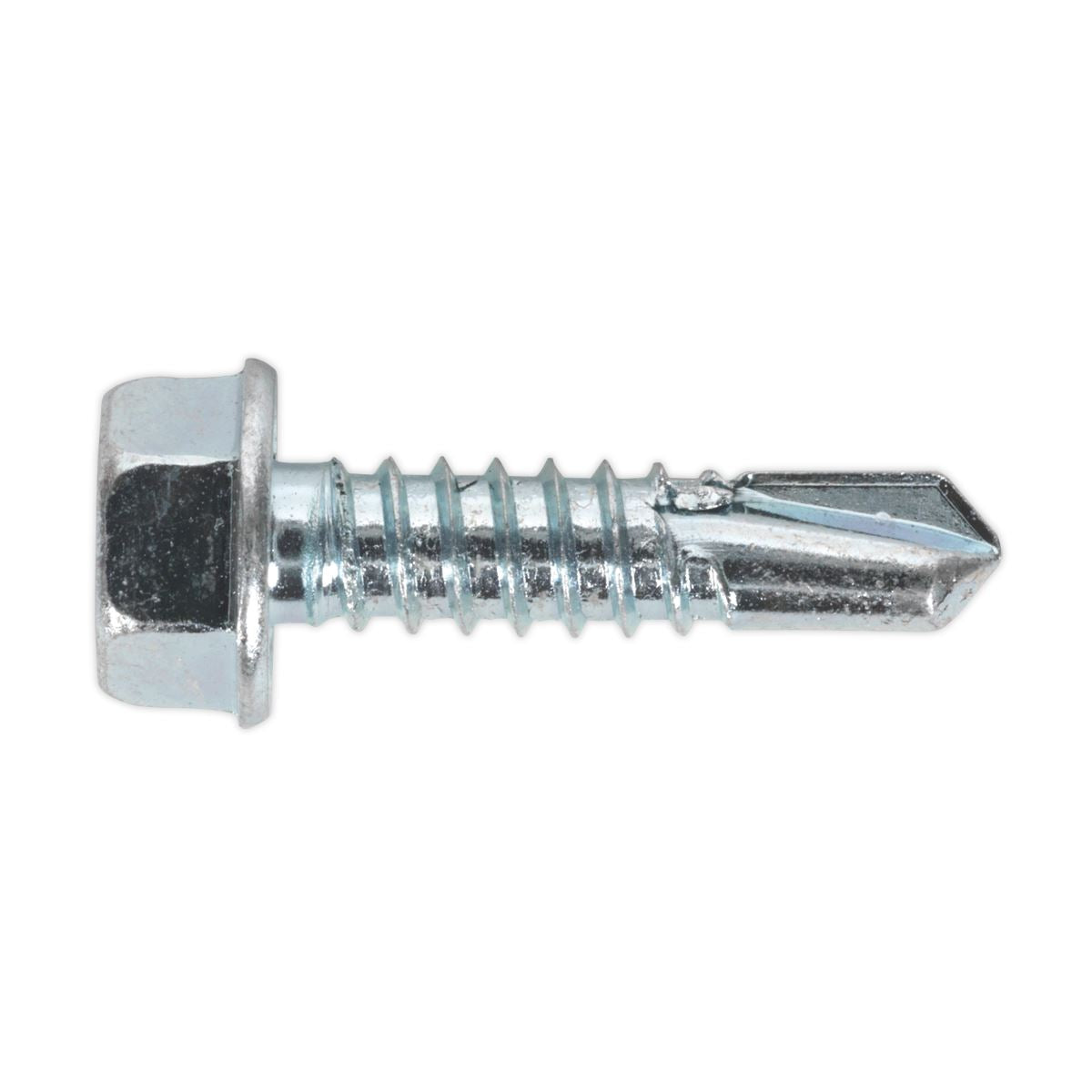 Sealey Self-Drilling Screw 6.3 x 25mm Hex Head Zinc Pack of 100 SDHX6325