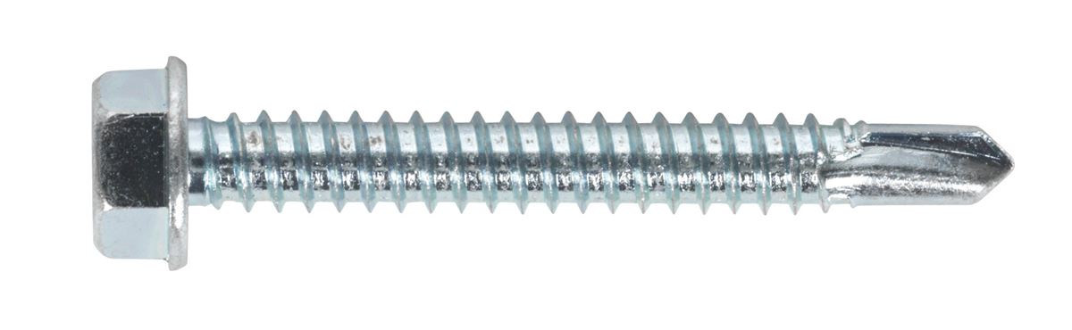 Sealey Self-Drilling Screw 6.3 x 50mm Hex Head Zinc Pack of 100 SDHX6350