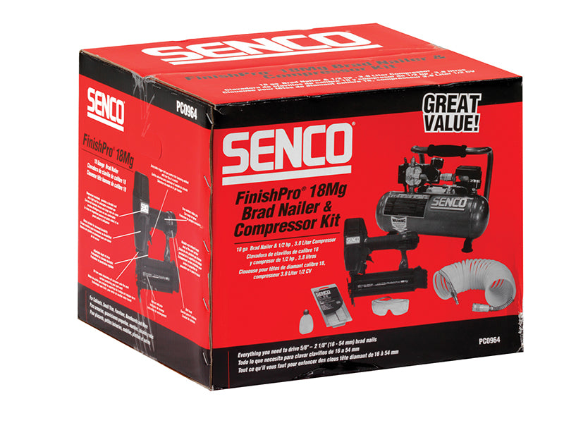 Senco Finish Pro 18 Pneumatic Nailer & 1 HP Compressor Kit 110V SENPC0964UK1
