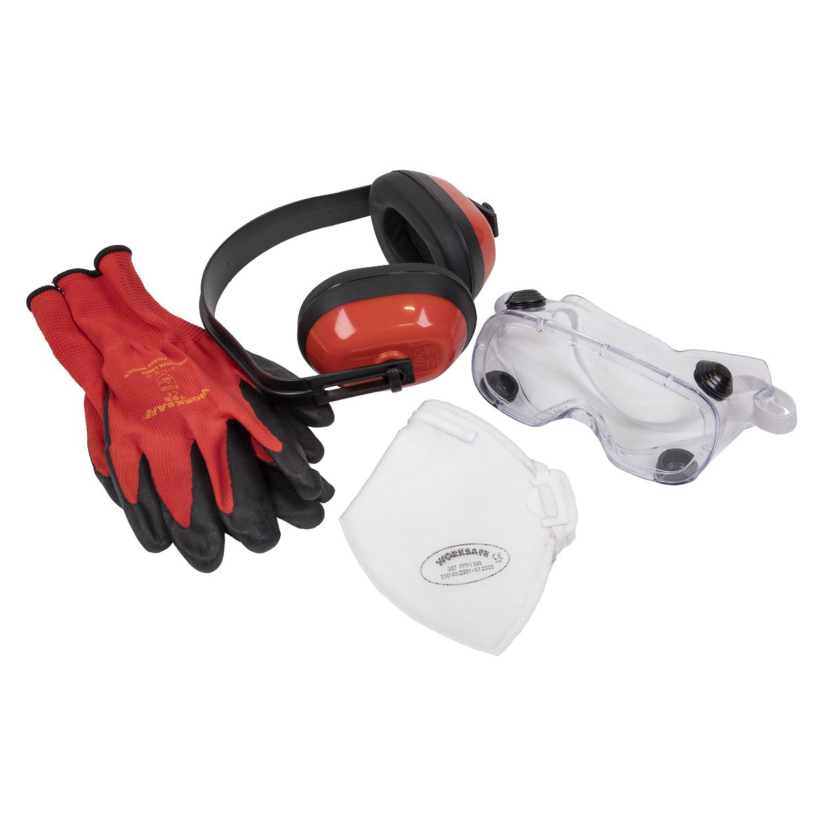 Sealey Flexi Grip Gloves, FFP1 Mask, Goggles & Ear Defenders SEP2