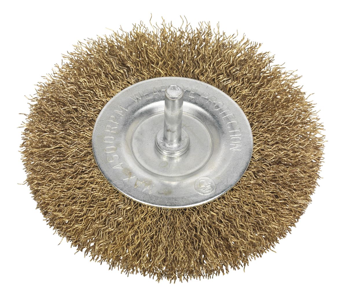 Sealey Flat Wire Brush �100mm �6mm Shaft SFB100