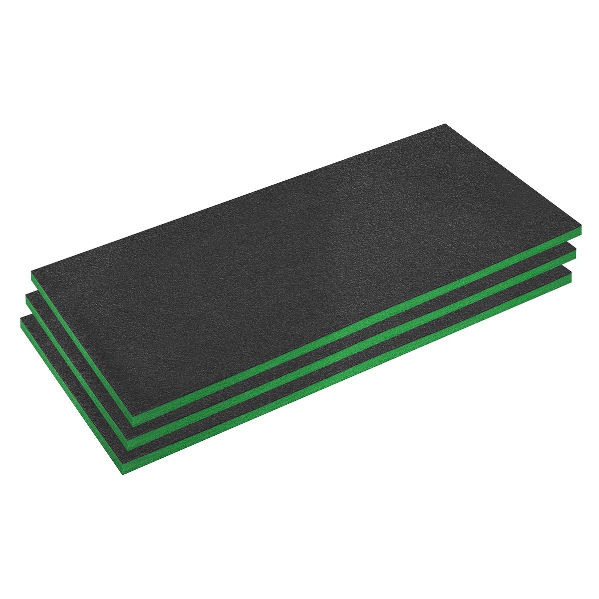 Sealey Easy Peel Shadow Foam® 1200 x 550 x 30mm, Green/Black - Pack of 3 SFPK30G