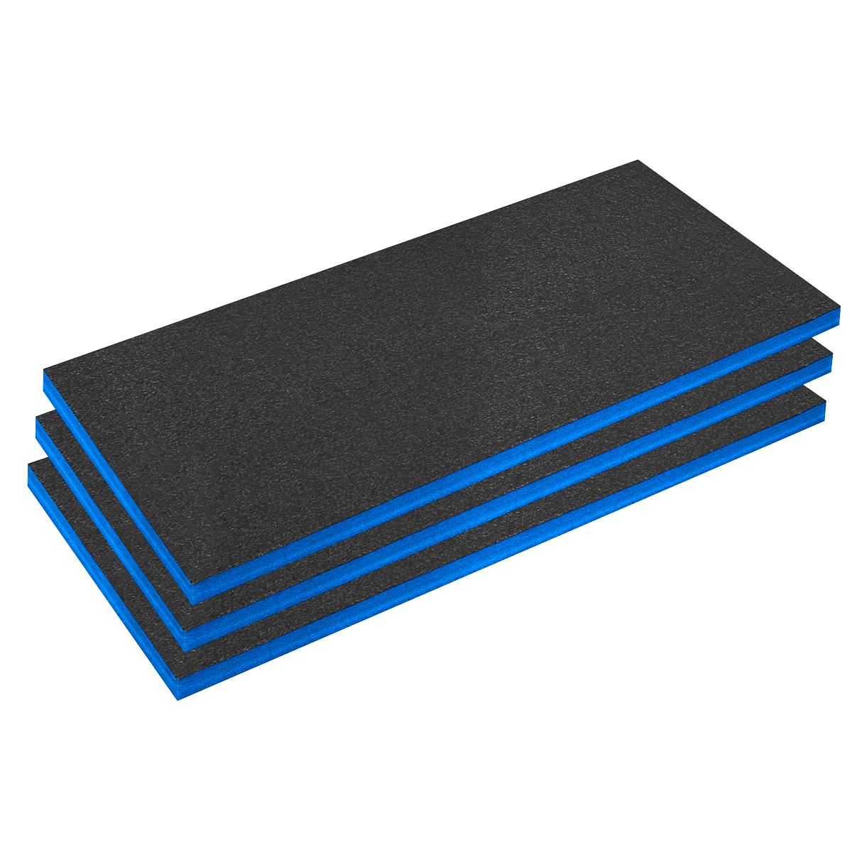 Sealey Easy Peel Shadow Foam® 1200 x 550 x 50mm, Blue/Black - Pack of 3 SFPK50B