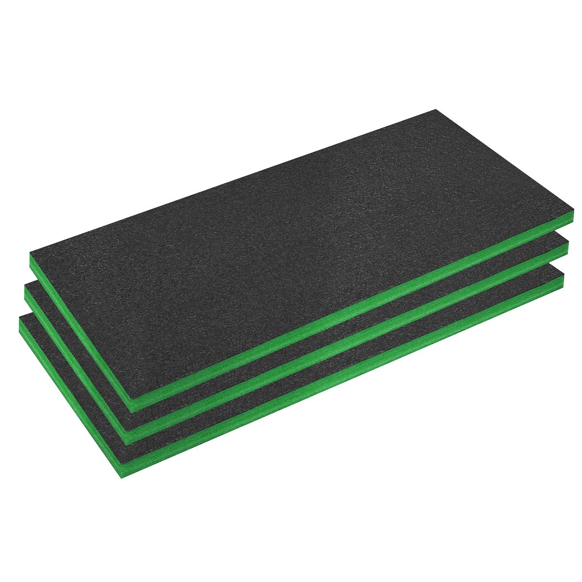 Sealey Easy Peel Shadow Foam® 1200 x 550 x 50mm, Green/Black - Pack of 3 SFPK50G
