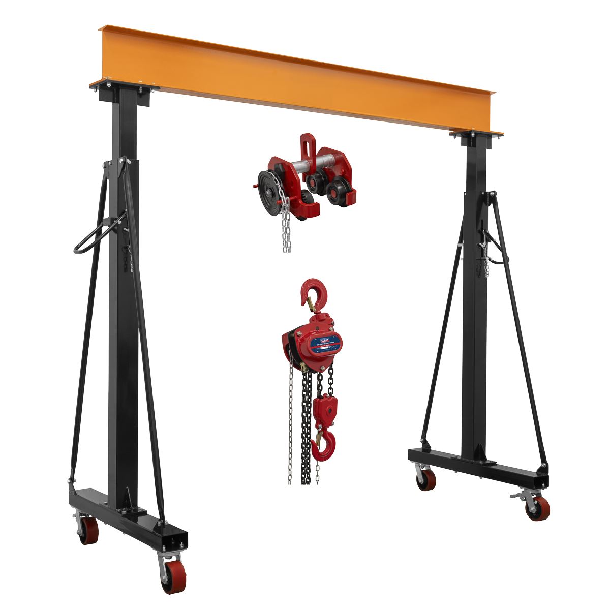 Sealey Portable Adjustable Gantry Frame Geared Trolley & Hoist Combo SG3000KITG