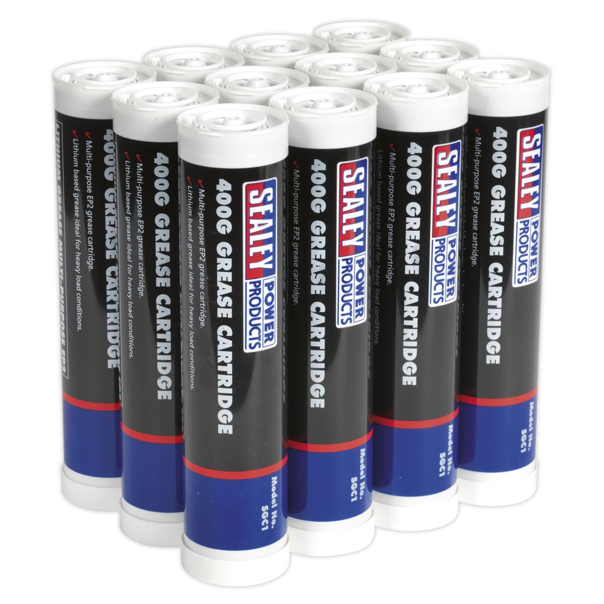 Sealey Grease Cartridge EP2 Lithium 400g Pack of 12 SGC12