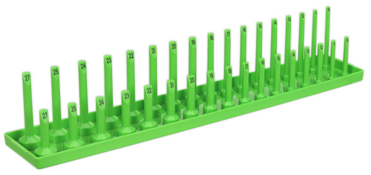Sealey Socket Holder 1/2"D 10-27mm Hi-Vis Green For Standard And Deep SH1217HV