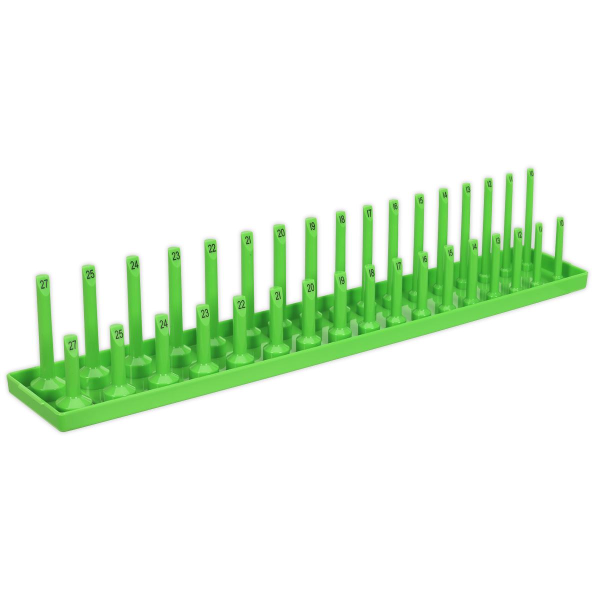 Sealey Socket Holder 1/2"D 10-27mm Hi-Vis Green For Standard And Deep SH1217HV