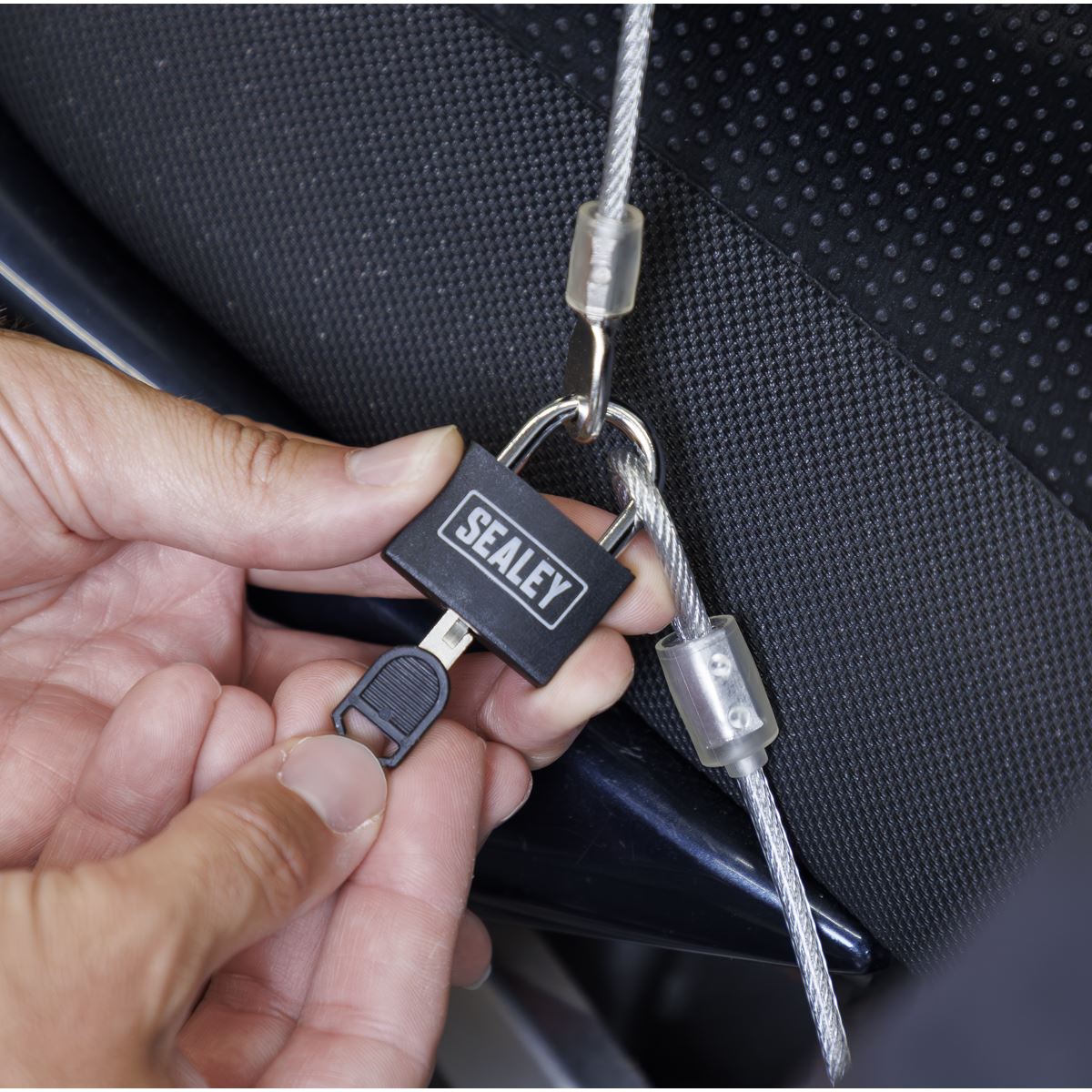 Sealey Motorcycle Cable Lock 3m Cut Resistant With Padlock And Key Set SHGCL3