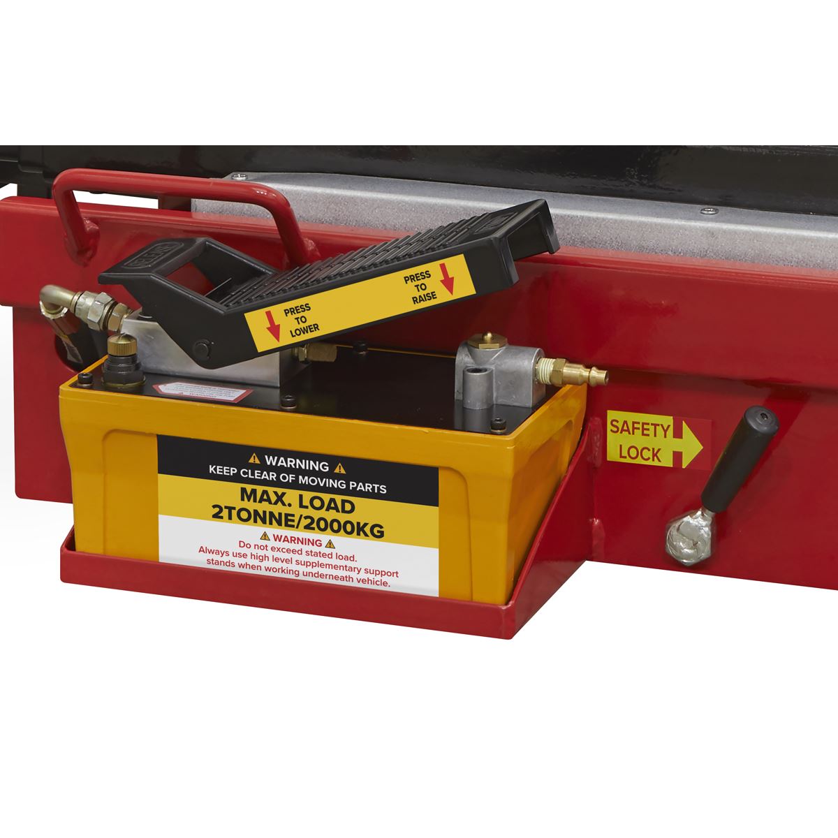 Sealey Air Jacking Beam 2 Tonne with Arm Extenders & Flat Roller Supports SJBEX200A